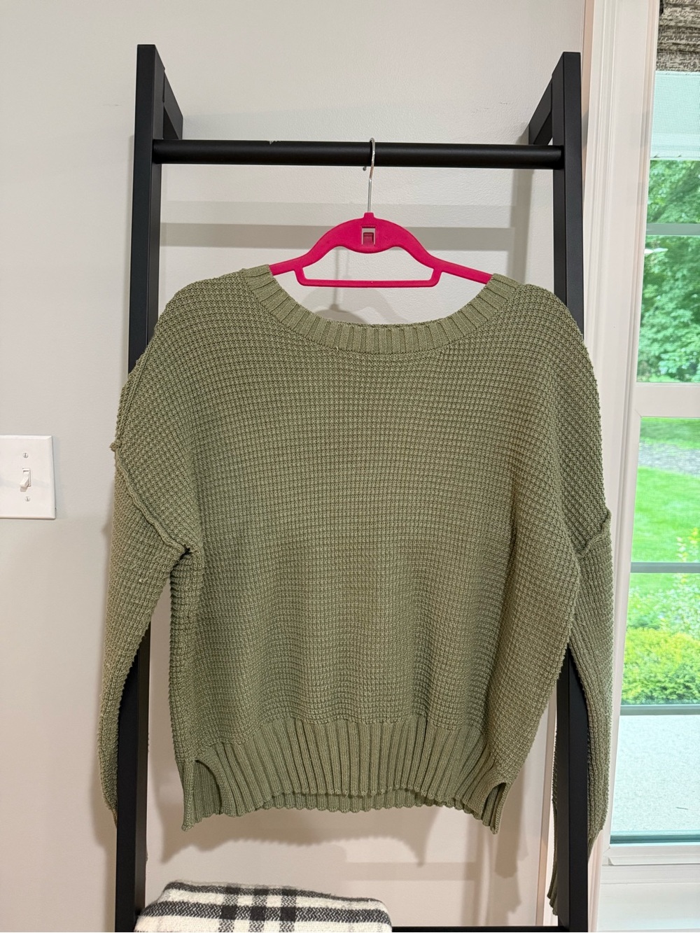 Jessica Simpson Olive Green Waffle Knit Women's Sweater